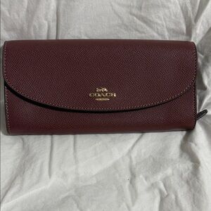 Coach Burgundy Saffiano Leather Wallet